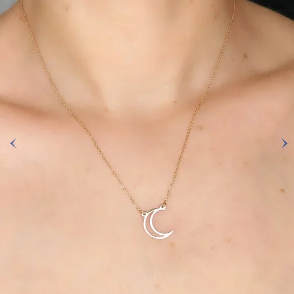 18k Gold Moon Necklace - Picture 1 of 6